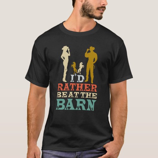 厩舎にいる方がいい 馬のオーナー トレーナー カウ Tシャツ (正面)