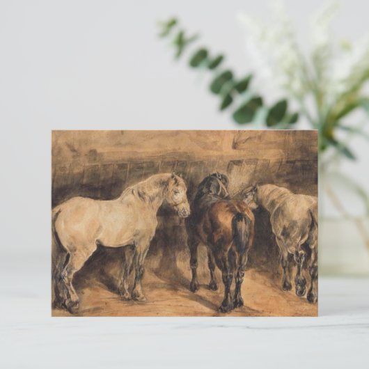 厩舎に三頭の馬 カード (スタンド正面)