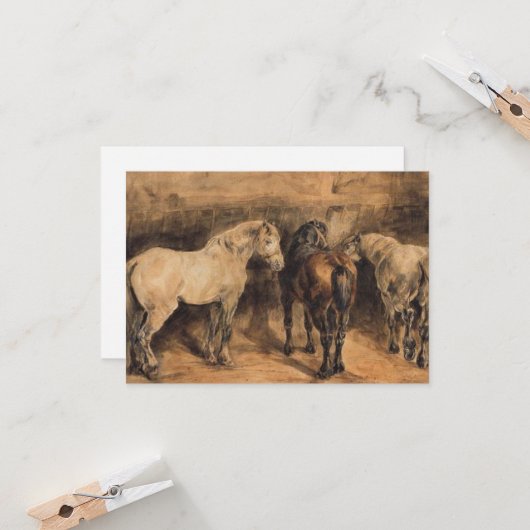 厩舎に三頭の馬 カード (正面/裏面インサイチュ)