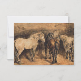 厩舎に三頭の馬 カード