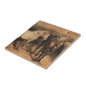 厩舎に三頭の馬 タイル (側面)