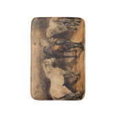 厩舎に三頭の馬 バスマット (正面縦)