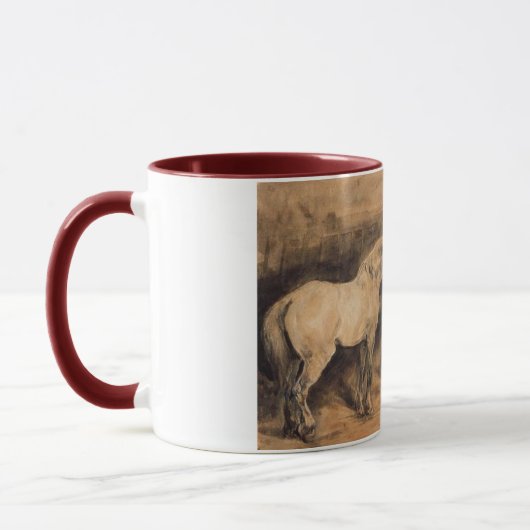 厩舎に三頭の馬 マグカップ (左)