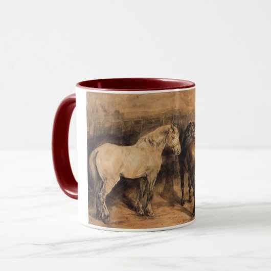 厩舎に三頭の馬 マグカップ (正面左)