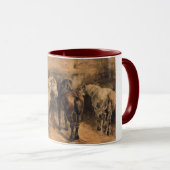 厩舎に三頭の馬 マグカップ (正面右)