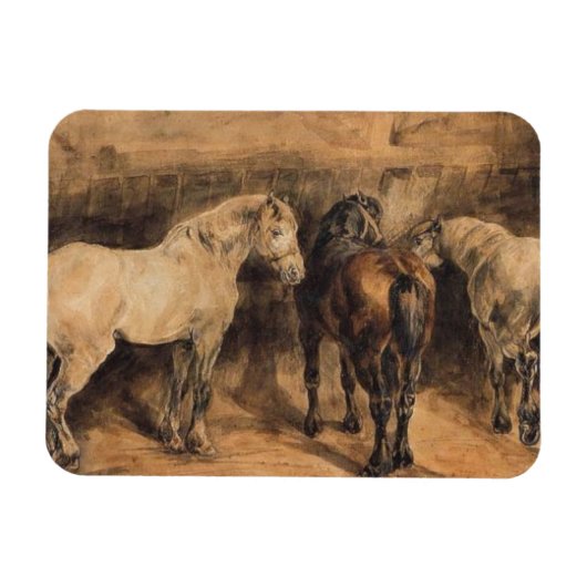 厩舎に三頭の馬 マグネット (横)