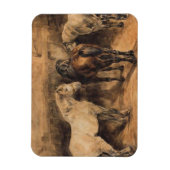 厩舎に三頭の馬 マグネット (縦)