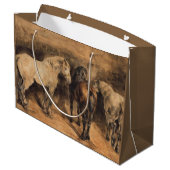 厩舎に三頭の馬 ラージペーパーバッグ (裏面アングル)