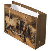 厩舎に三頭の馬 ラージペーパーバッグ (正面アングル)