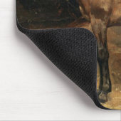 厩舎に残る茶色の馬 マウスパッド (コーナー)