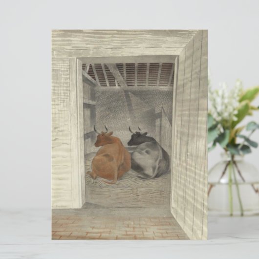 厩舎に2頭の牛（Eric Ravilious著） カード (スタンド正面)