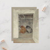 厩舎に2頭の牛（Eric Ravilious著） カード (正面/裏面インサイチュ)