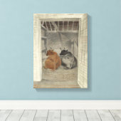 厩舎に2頭の牛（Eric Ravilious著） キャンバスプリント (インサイチュ (ウッドフロア))