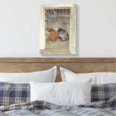 厩舎に2頭の牛（Eric Ravilious著） キャンバスプリント (インサイチュ (寝室))