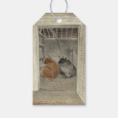 厩舎に2頭の牛（Eric Ravilious著） ギフトタグ (正面)