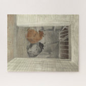 厩舎に2頭の牛(Eric Ravilious著) ジグソーパズル (横)