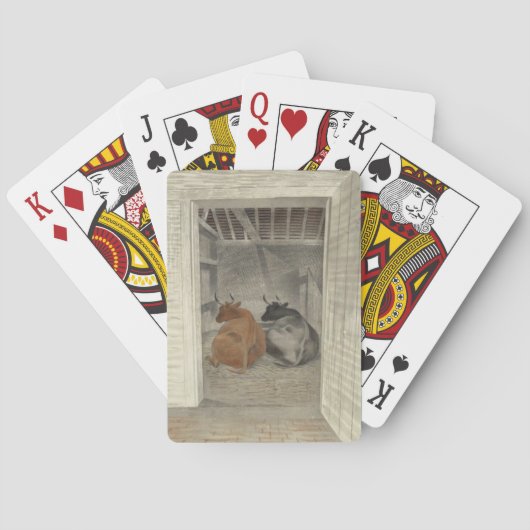 厩舎に2頭の牛（Eric Ravilious著） トランプ (裏面)