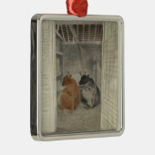 厩舎に2頭の牛（Eric Ravilious著） メタルオーナメント (右)