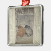 厩舎に2頭の牛（Eric Ravilious著） メタルオーナメント (左)