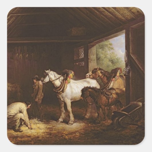 厩舎の中 スクエアシール (正面)