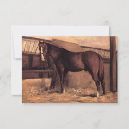 厩舎の赤みを帯びた馬馬 カード