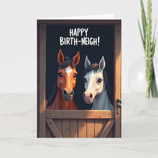 厩舎の馬の誕生日カード カード (正面)