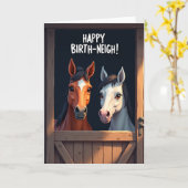 厩舎の馬の誕生日カード カード (黄色い花)