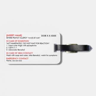 厳しいアレルギーのID及び氷のラベル ラゲッジタグ