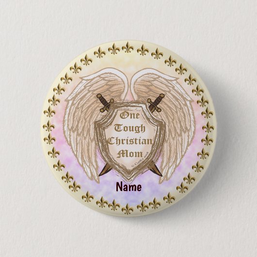 厳しいクリスチャン・ママ 缶バッジ (正面)