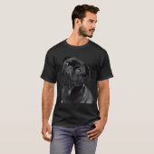 厳しい黒パグ - 面白くてかわいいパグ犬 、 Tシャツ (正面フル)