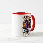 厳し熱狂するい看守の犬を連れた犬の女性 マグカップ (正面右)