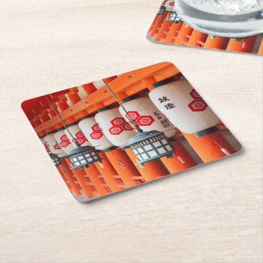 厳島神社内の灯籠 スクエアペーパーコースター (アングル)