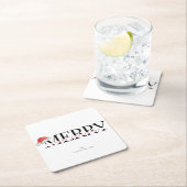 厳粛なギフト、しらふのクリスマスパーティー スクエアペーパーコースター (インサイチュ)