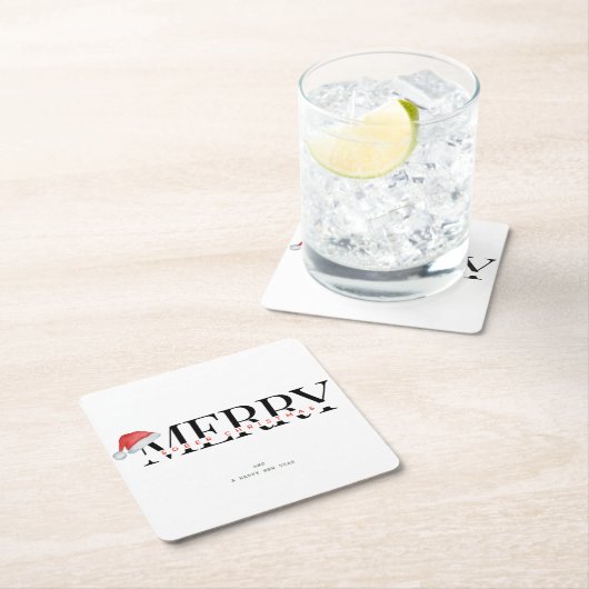 厳粛なギフト、しらふのクリスマスパーティー スクエアペーパーコースター (インサイチュ)