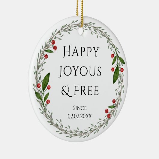 厳粛なスローガンカスタムの日付、しらふのクリスマスギフト セラミックオーナメント (右)