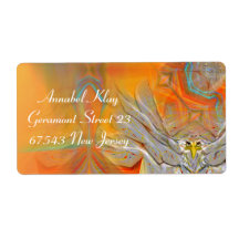 厳粛にイーグルが昇る太陽のラベルに向かって上昇