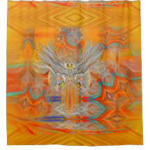 厳粛にワシの上昇の朝日のシャワー・カーテン