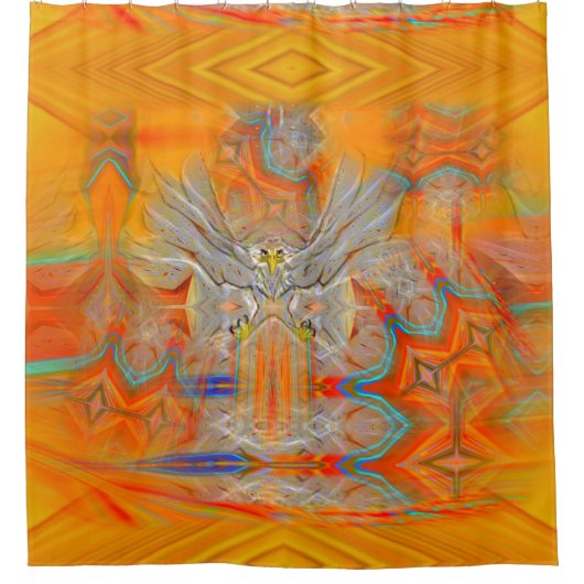 厳粛にワシの上昇の朝日のシャワー・カーテン シャワーカーテン (正面)