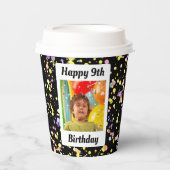 厳粛に黒い誕生日パーティカスタマイズ可能な写真 紙コップ (正面)