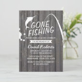去った魚釣り木材の背景退職パーティー 招待状 (スタンド正面)