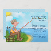 去った魚釣り退職パーティの招待状 招待状 (正面/裏面)