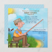 去った魚釣り退職パーティの招待状 招待状 (正面/裏面)