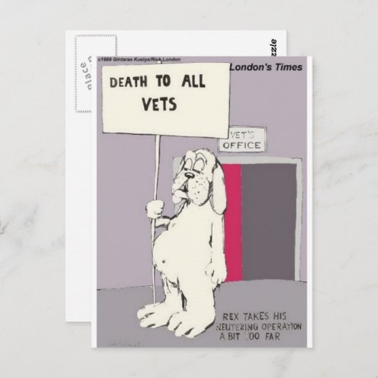 去勢された犬がギフト&ティおもしろいーを食い戻す ポストカード (正面/裏面)