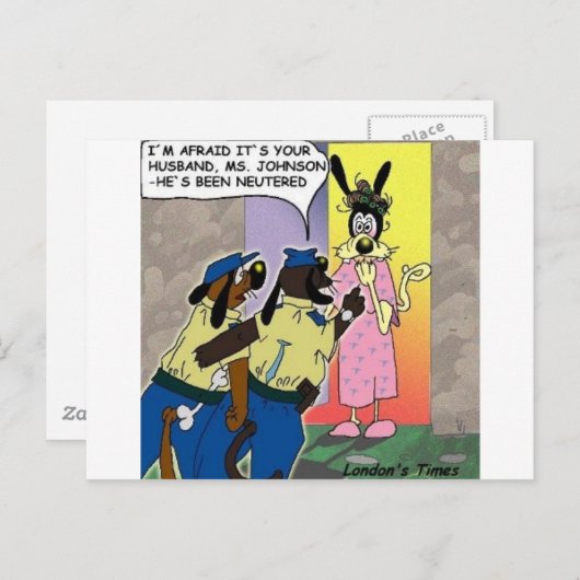 去勢された面白い夫の犬、または警察のギフト&Tシャツ ポストカード (正面/裏面)