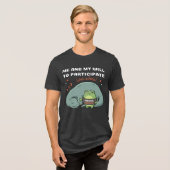 参加する気力と私、面白い恐竜カエル トライブレンドTシャツ (正面全面)