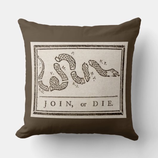 参加または死ぬラトルズナケ：漫画ベンジャミンフランクリン クッション (正面)