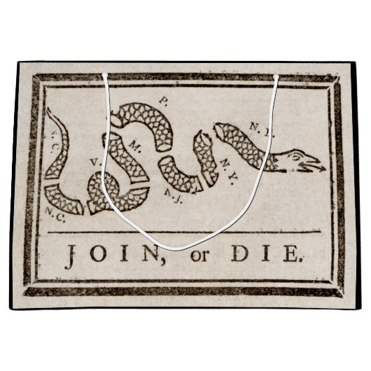 参加または死ぬラトルズナケ：漫画ベンジャミンフランクリン ラージペーパーバッグ (正面)