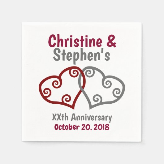 参加ハートマイルストーン記念日 スタンダードカクテルナプキン (正面)