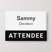 参加者のピンバックバッジボタン名タグブラック 缶バッジ (正面)