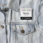 参加者の名前バッジ(ロゴ付き黒ピンバックスクエア) 缶バッジ (インサイチュ)